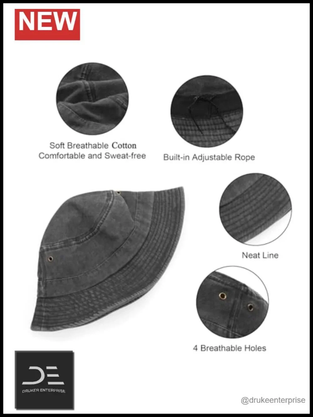 Retro Cotton Bucket Hat Foldable Sun Hat Summer Beach Fishing UV Protection